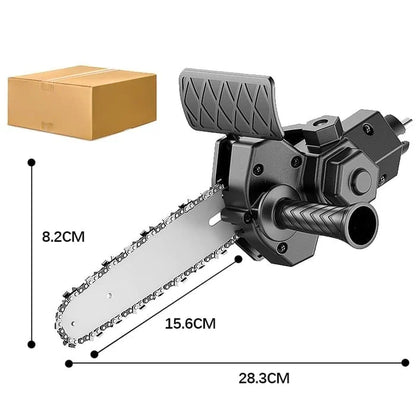 QuirkTool™ Electric drill modified to electric chainsaw drill attachment